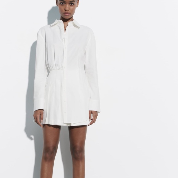 short shirt dress zara NEW ZARA SHORT SHIRT DRESS WHITE MEDIUM
